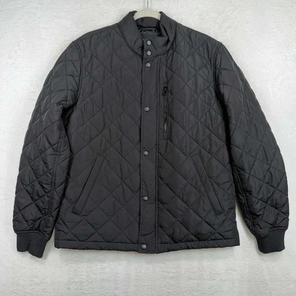 Banana Republic Medium Jacket WR Quilted Bomber Black S/594218 Diamond Stitch